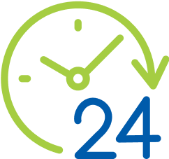 Icon of a clock with the number 24