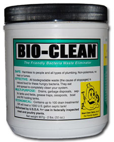 tub of Bio-Clean bacteria waste eliminator