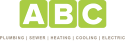 ABC logo and services -- plumbing, sewer, heating, cooling, electric