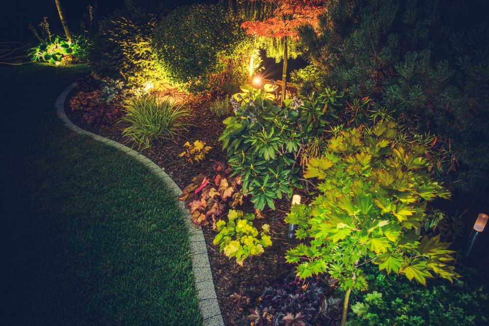 landscape lighting around home garden